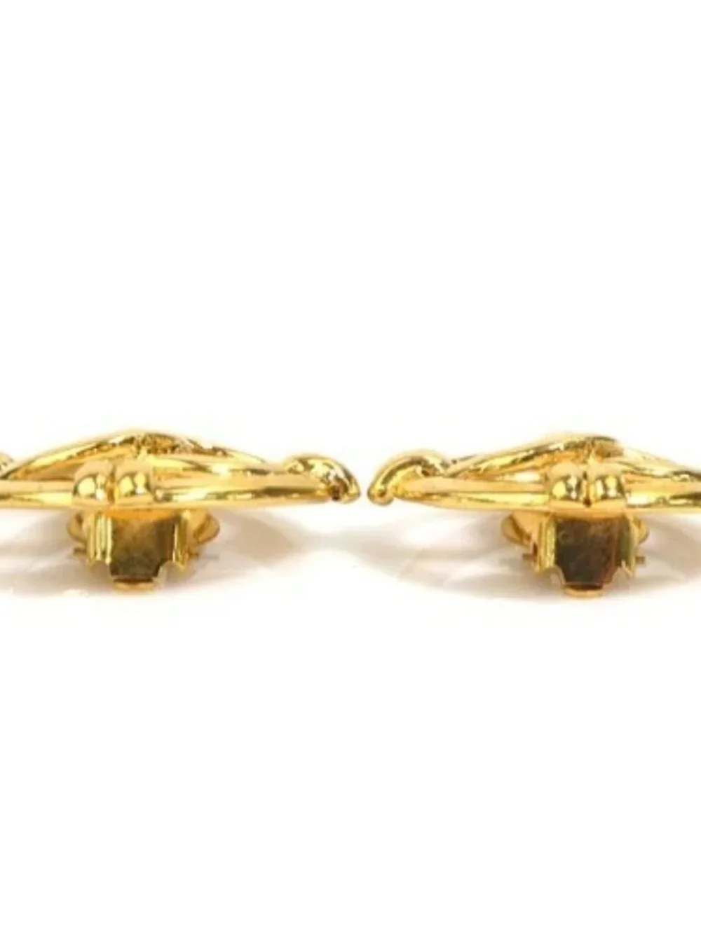 Auth CHANEL Vintage CC Logo Clip on Earrings Gold Metal - e61045i